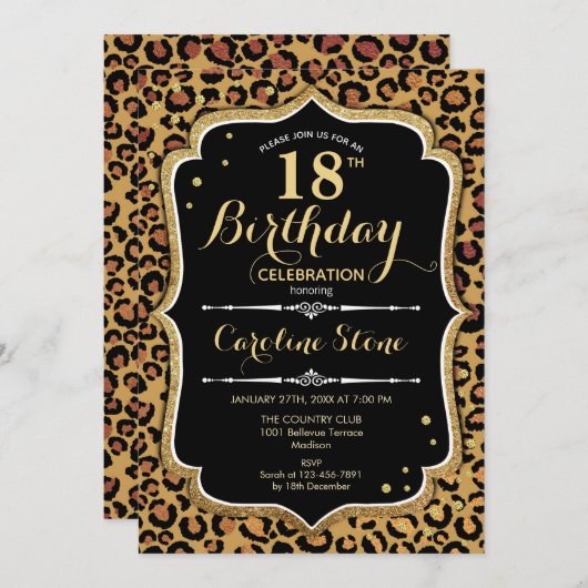 18e verjaardag - Leopard Print Kaart (Voorkant / Achterkant)