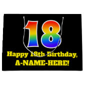 18e verjaardag ~ Leuk, Kleurrijk, Levendig, Regenb Groot Cadeauzakje (Voorkant)