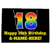 18e verjaardag ~ Leuk, Kleurrijk, Levendig, Regenb Groot Cadeauzakje (Achterkant)