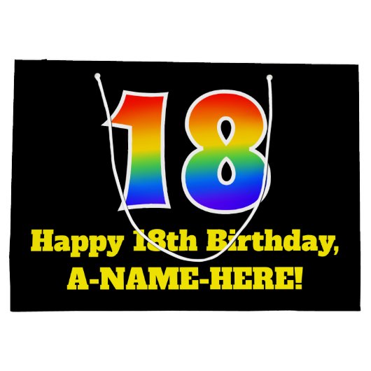 18e verjaardag ~ Leuk, Kleurrijk, Levendig, Regenb Groot Cadeauzakje (Achterkant)