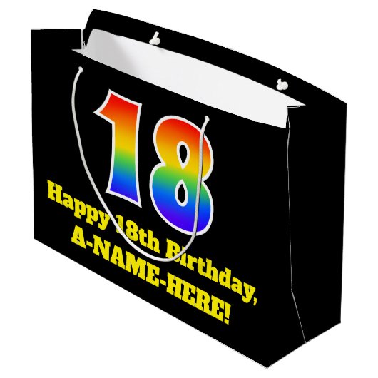18e verjaardag ~ Leuk, Kleurrijk, Levendig, Regenb Groot Cadeauzakje (Achterkant Gekanteld)