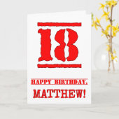 18e verjaardag: Leuk, Rood Rubber Stamp geïnspiree Kaart (Gele Bloem)