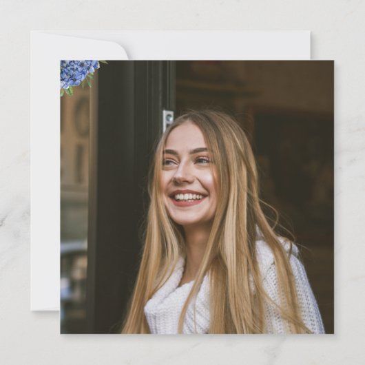 18e verjaardag lichtblauw Hydrangeas fotofeest Kaart (Achterkant)