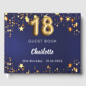 18e verjaardag marineblauw gouden sterren gastenboek (Voorkant)