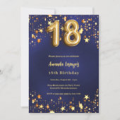 18e verjaardag marineblauw gouden sterren kaart (Voorkant)