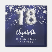 18e verjaardag marineblauwe zilveren sterren magneet (Voorkant)