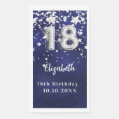 18e verjaardag marineblauwe zilveren sterren servet (Voorkant)
