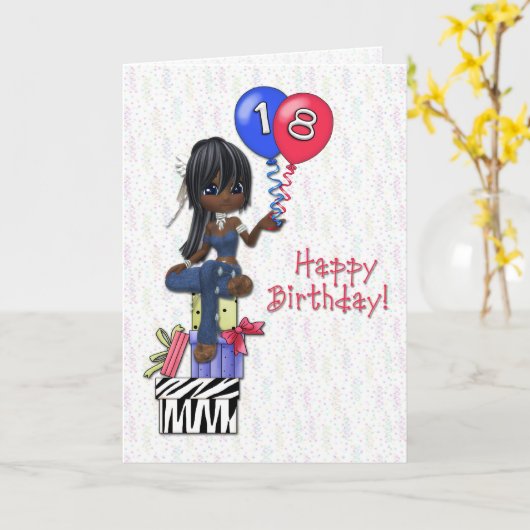 18e verjaardag meisje kaart (Gele Bloem)