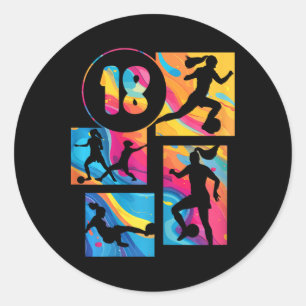 18e verjaardag meisje voetbalspeler voetbal 18 jaa ronde sticker