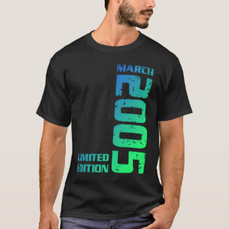 18e verjaardag meisjesjongens 18 jaar oud maart 20 t-shirt