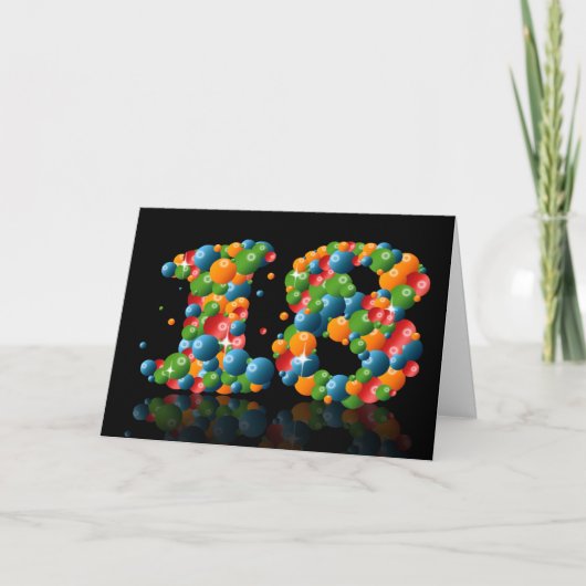 18e verjaardag met nummers gevormd uit ballen kaart (Voorkant)