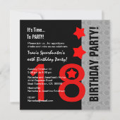 18e verjaardag Modern Red Silver Black A12 Red Sta Kaart (Voorkant)