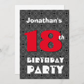 18e verjaardag Modern Teen Black White Pattern A02 Kaart (Voorkant / Achterkant)