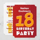 18e verjaardag Moderne Teen Red Stars V06A31 Kaart (Voorkant / Achterkant)