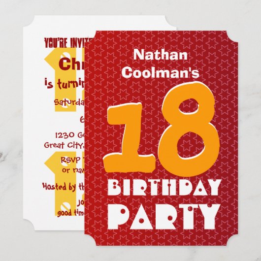 18e verjaardag Moderne Teen Red Stars V06A31 Kaart (Voorkant / Achterkant)