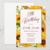 18e verjaardag Moderne Zonnebloem Bloemen Kaart (Voorkant / Achterkant)