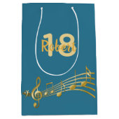 18e verjaardag muzieknoten blauwgroen blauw groen medium cadeauzakje (Voorkant)