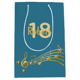 18e verjaardag muzieknoten blauwgroen blauw groen medium cadeauzakje