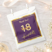 18e verjaardag muzieknoten paarse goudnaam bedankzakje (Geknipt)