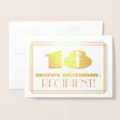 18e verjaardag; naam + Art Deco geïnspireerd look  Folie Kaarten (Voorkant met envelop)