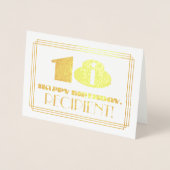 18e verjaardag; naam + Art Deco geïnspireerd look  Folie Kaarten (Voorkant)