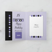 18e verjaardag naam datum paarse witte foto kaart (Binnen)