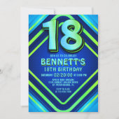 18e verjaardag Neon uitnodiging (Voorkant)