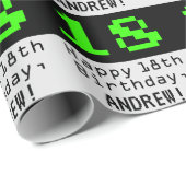 18e verjaardag - Nerdy / Geeky stijl "18" en naam Cadeaupapier (Rol Hoek)