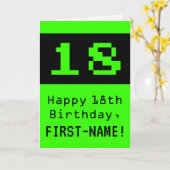 18e verjaardag: Nerdy / Geeky stijl "18" en naam Kaart (Gele Bloem)