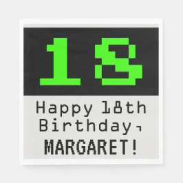 18e verjaardag - nerdy / geeky stijl "18" & naam servet
