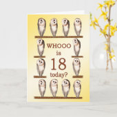 18e verjaardag, nieuwsgierige uilen kaart (Gele Bloem)