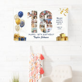 18e verjaardag Nummer 18 Fotocollage Wit Goud Spandoek (Insitu)