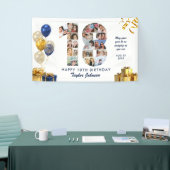 18e verjaardag Nummer 18 Fotocollage Wit Goud Spandoek (Beurs)