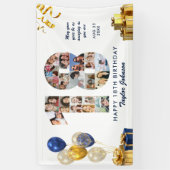 18e verjaardag Nummer 18 Fotocollage Wit Goud Spandoek (Verticaal)