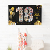18e verjaardag Nummer 18 Fotocollage Zwart Goud Spandoek (Insitu)