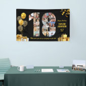 18e verjaardag Nummer 18 Fotocollage Zwart Goud Spandoek (Beurs)
