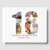 18e verjaardag Onthoud wanneer ... Roze Fotocollag Gastenboek (Voorkant)
