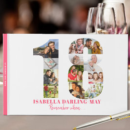 18e verjaardag Onthoud wanneer ... Roze Fotocollag Gastenboek