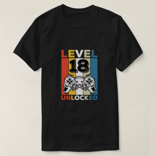 18e verjaardag onvergrendelde 18-gaming  t-shirt (Design voorkant)