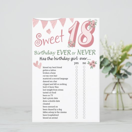 18e verjaardag ooit of nooit (Staand voorkant)