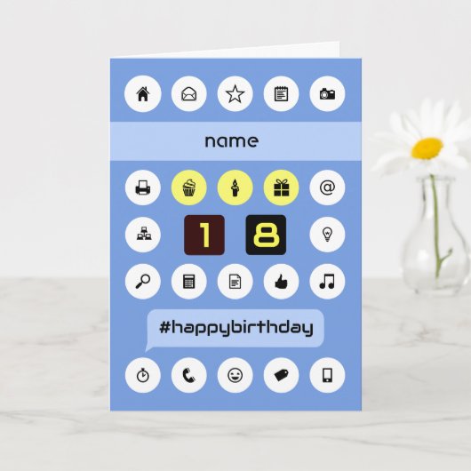 18e verjaardag op maat gesneden add name computing kaart (Kleine Plant)