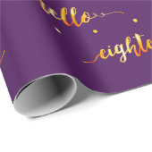18e verjaardag paars goud hallo 18 typografie cadeaupapier (Rol Hoek)
