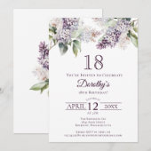 18e Verjaardag Paarse Lente Lila Bloem Kaart (Voorkant / Achterkant)