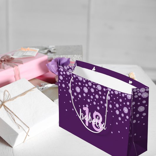 18e verjaardag paarse monogram naam diamanten groot cadeauzakje