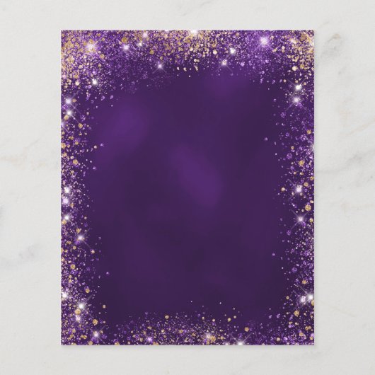 18e Verjaardag paarse roos gouden uitnodiging (Achterkant)