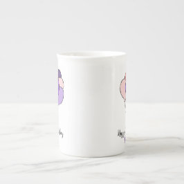 18e verjaardag paarse & roze bundel ballonnen porselein kop