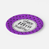 18e verjaardag Paarse witte zwarte Stippen Papieren Bordje (Gekanteld)