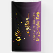 18e verjaardag paarse zwarte hallo 18 scriptnaam spandoek (Verticaal)