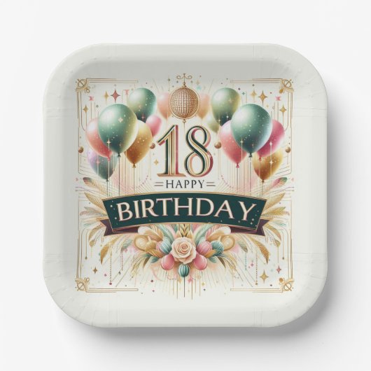 18e verjaardag papieren bordje (Voorkant)