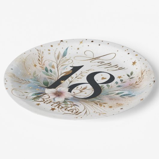 18e verjaardag papieren bordje (Gekanteld)